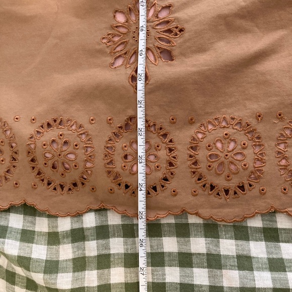 Vintage Odille Skirt: Tan and Pink Midi with Cutouts and Embroidery - Picture 6 of 9